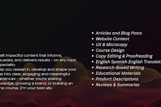 write creative educational or promotional content in english or spanish