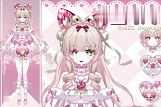 draw live 2d vtuber model, live 2d rigging, vtuber model, facerig, live 2d