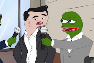 3d meme coin animation, pepe emote, wajoke pepe art, 2d character design, funny