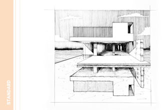 hand draw ink architectural sketches