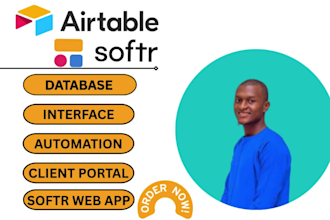 setup airtable database, softr wbapp, airtable automation, and client portal
