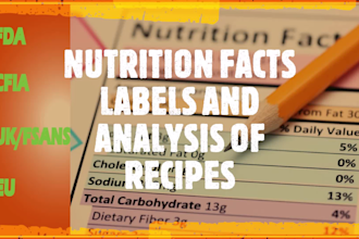 create nutrition facts label and do nutritional analysis