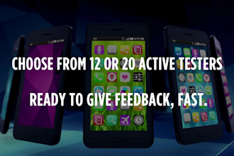 provide 12 to 20 iphone and android app testers for testflight beta testing