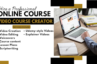 create a professional online video course, explainer video, ppt slide, and quiz