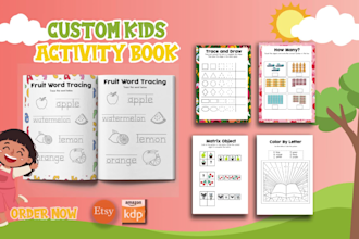 create kids activity book and worksheet for amazon KDP or etsy