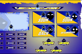 design and animate custom twitch stream overlay panels, screens, alerts