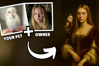 create a royal design of you and your pet