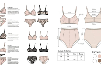 design lingerie tech packs, swimwear and resort wear cad fashion flats