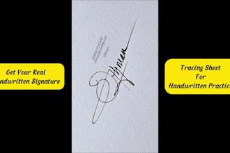 create real handwritten signature, digital signature, cursive with tracing sheet