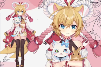 draw cute live2d vtuber model, 2d vtuber rigging, anime avatar,vtuber commission