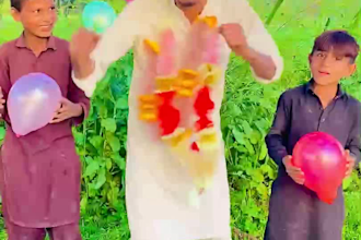 wishing happy birthday in funny and crazy style with balloon