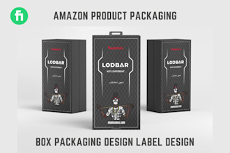 do amazon product packaging, label design, box design, thankyou card in 24 hours