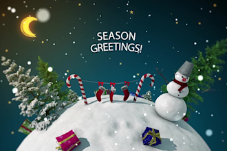 design santa christmas video animation  happy new year logo