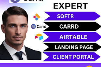 design a carrd website softr website landing page airtable database integration