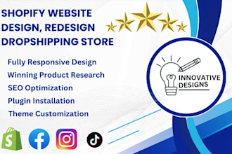 do shopify store design, build shopify dropshipping store, shopify website