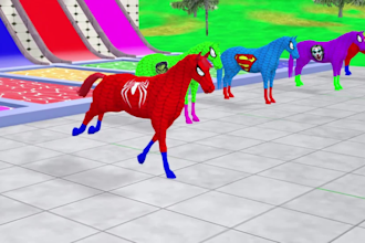 create 3d crossing fountain cartoon for kids paint animals games