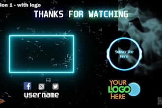 do this glowing youtube outro end screen animation