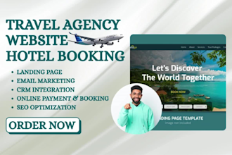 build a travel website travel agency tourism tour website design hotel booking