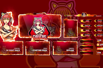 design stream overlay and mascot logo for twitch