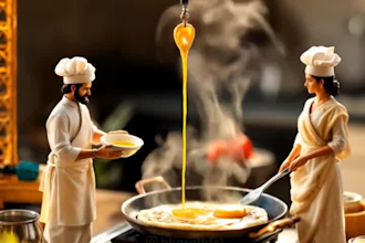 generate ai food photography, miniature feasts, food animation using midjourney