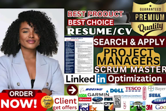 write project management, product manager, scrum master, customer success resume