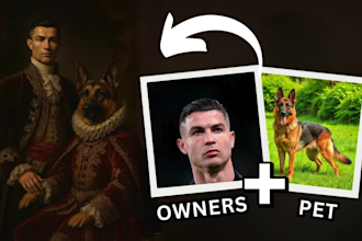 create a royal style portrait of you and your pet in baroque fashion