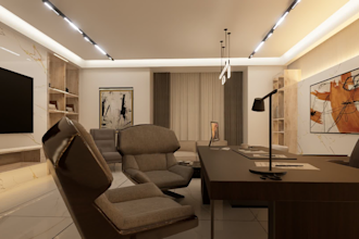 create realistic 3d office interior design and floor layout