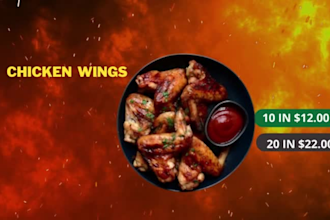 create a digital menu, menu board, and animated menu video