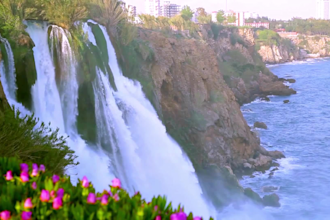 create waterfall, forest, bird chirping, nature meditation relaxing music videos