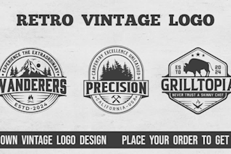 do a retro vintage badge logo design