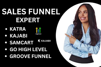 sales funnel on simvoly, samcart, gohighlevel, kartra, kajabi, groove funnel