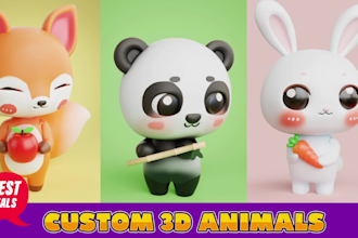 do custom 3d animal model character for various uses