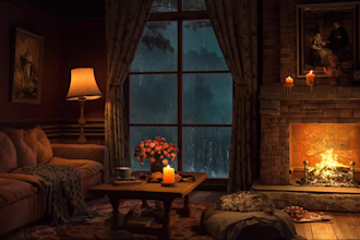 create cozy rain  video with natural sound, relaxing video