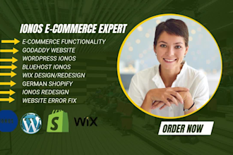 create an ecommerce website on ionos, wordpress, wix, godaddy, or shopify