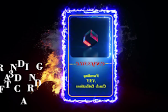 create 3d nft card animation, trading card, nft promotion