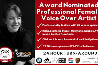 record a smooth female american voiceover