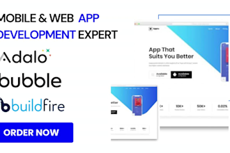 develop android mobile app IOS app bubble io web app adalo flutterflow buildfire