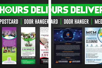 design flyer, press kit, door hanger, or media kit in just 24 hours