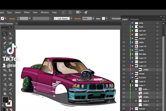 draw car vector illustration for t shirt design in 3days