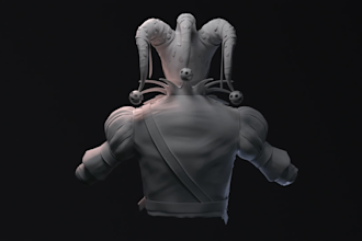 sculpt a semirealistic 3d character bust or creature