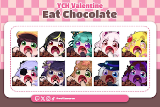 create animated ych valentine eat chocolate for twitch