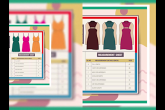 design tech pack and flat sketches for fashion design