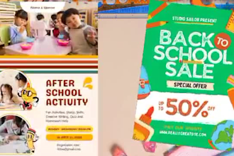 create a professional flyer design for school, church, education and law firm