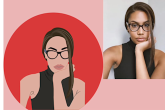 draw digital flat fashion or portrait illustration
