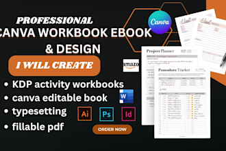 design interactive planners, trackers, invoices fillable pdf, book typesetting