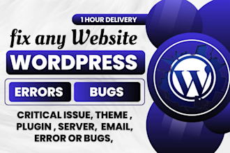 fix website error, wordpress error, or critical issue