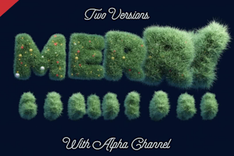 animate 3d xmas text with ornaments