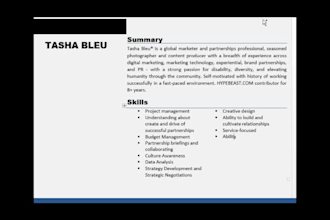 write one page resume, CV in 10 dollar only