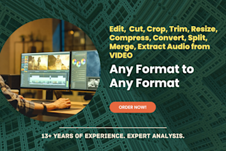cut, edit, crop, split, merge, trim, compress, extract audio, convert video