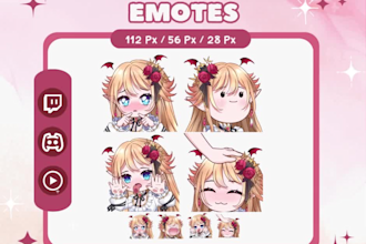 draw chibi emotes static and animated, for twitch and stream